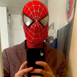 Spider man movie quality 3d mesh webs stretchable material, zipper. MG eyes